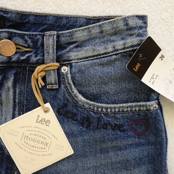 Lee Cut Off Denim Jean Shorts Women's Size 26 High Rise Heart - Picture 5 of 6